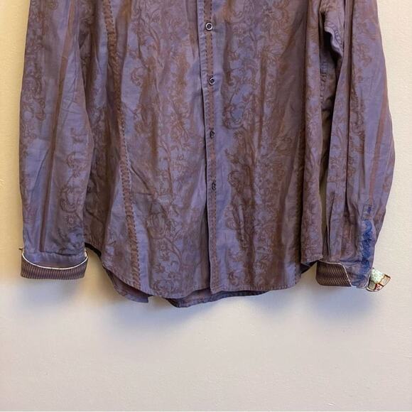 Robert Graham L business casual button down shirt purple stripe - Picture 3 of 8